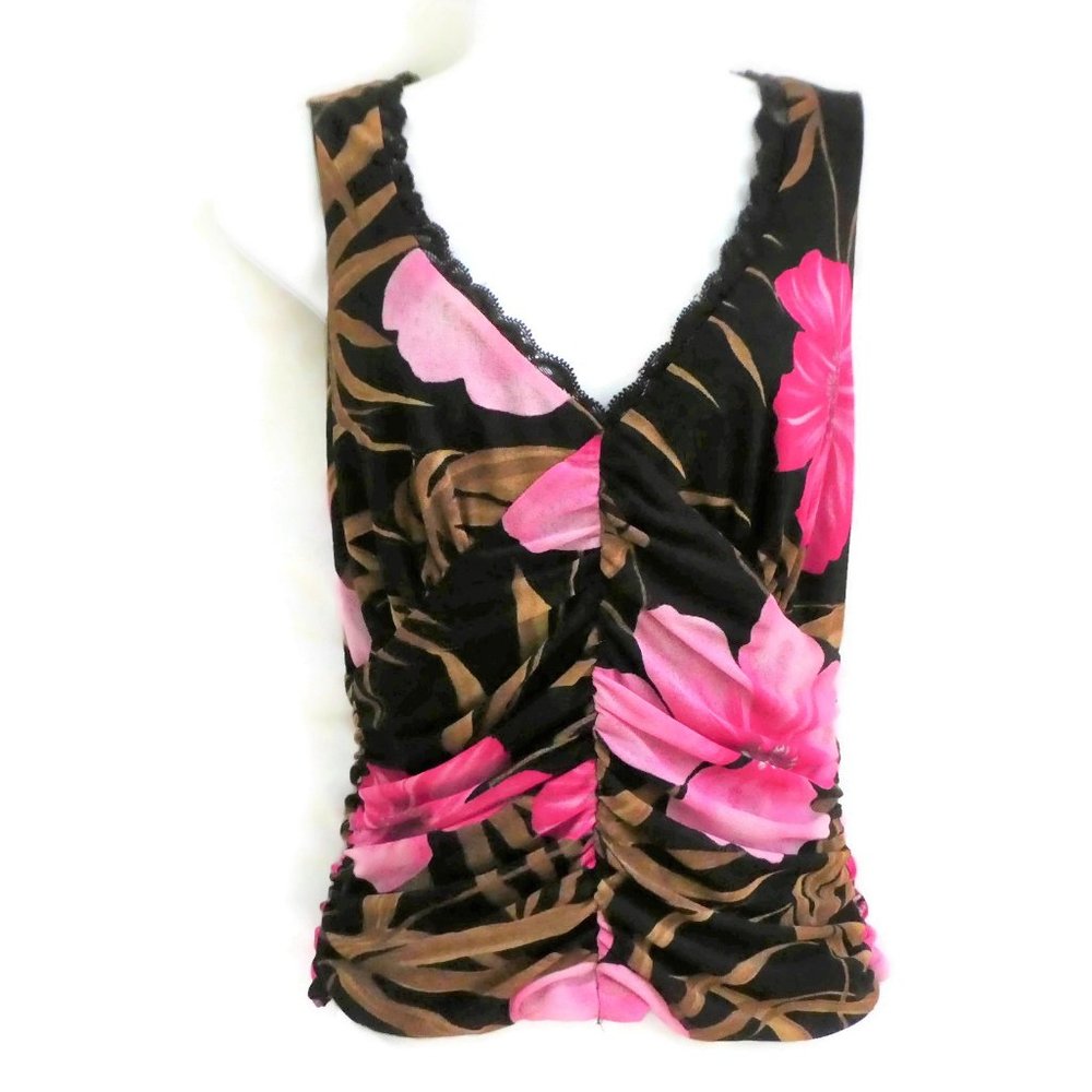Romantic Cache Skirt Suit Set Hawaiian Ruched Asym Lined M - Picture 6 of 11